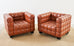 Pair of Josef Hoffmann Leather Kubus Armchairs by Wittmann