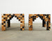 Pair of Tessellated Horn Block Tables Designed by Thomas Britt