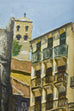 Midcentury Modern Italian Impressionist Town Square