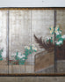 Pair of Japanese Edo Screens Chrysanthemums Along Fence