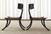 Pair of Ebonized Leather Rope Klismos Chairs After Robsjohn-Gibbings