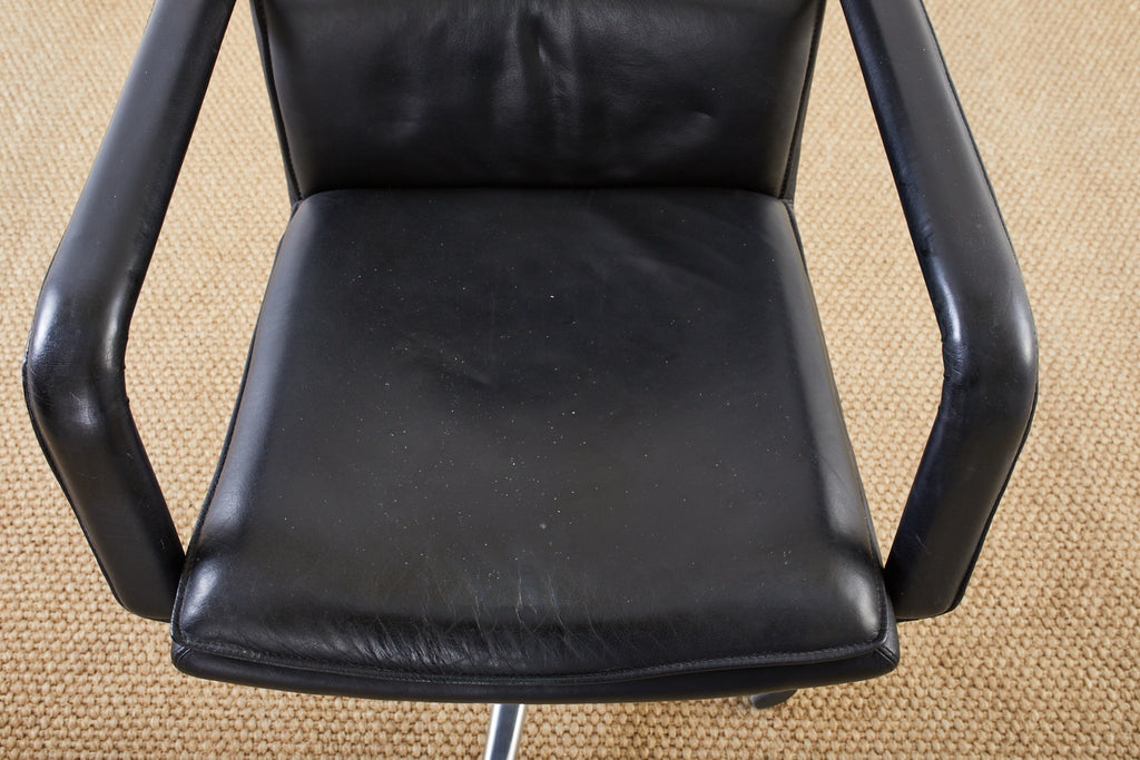 Keilhauer Elite 597 Black Leather Executive Office Armchair Erin