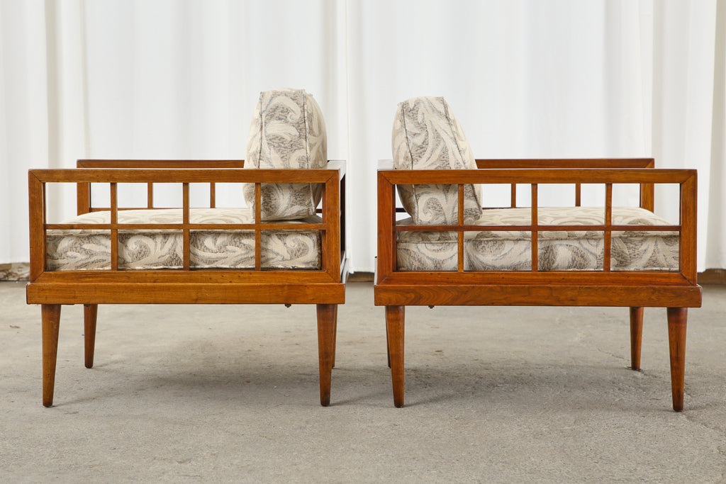 Pair of Mid-Century Mahogany Cube Chairs by Henredon – Erin Lane