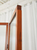 Three Panel Wood and Corregated Glass Room Divider Dressing Screen