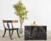 Pair of Black Marble Square Block Coffee Cocktail Tables
