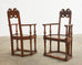 Set of Ten French Baroque Style Walnut Masked Dining Chairs