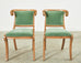 Pair of English Regency Style Sage Velvet Dining Chairs