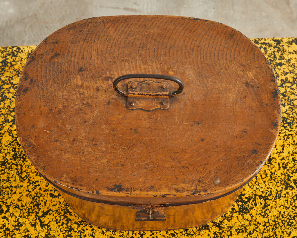 19th Century Country English Victorian Oval Metal Hat Box – Erin