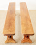 Pair of French Provincial Farmhouse Style Pine Trestle Benches
