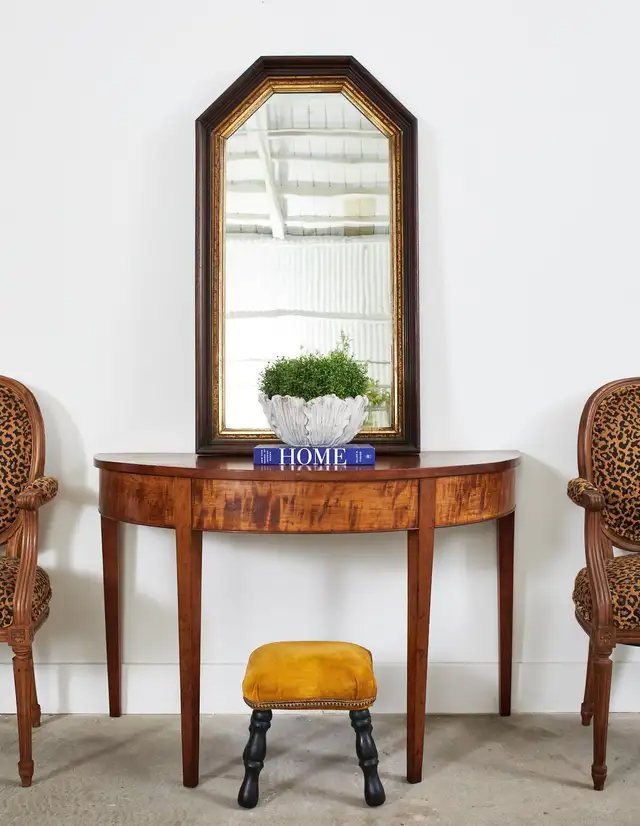 Late 20th Century English Ebonized and Upholstered Footstool with