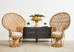 Pair of French Bohemian Emmanuelle Wicker Peacock Chairs