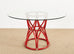 McGuire Organic Modern Red Lacquered Rattan Pedestal Dining Table