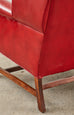 Pair of English Georgian Style Ruby Red Leather Wingback Chairs