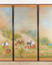 Japanese Showa Painted Panels on Silk Horses & Deer by Carlota T. Ige