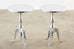 Pair of Polished Metal Round Pedestal Drink Tables