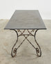 Mid-century Faux Bamboo Iron Slate Top Garden Dining Table
