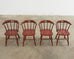 Set of Four Country Danish Painted Windsor Captain's Chair