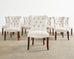 Set of Eight Tufted Dining Chairs With Scrolled Backs