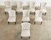 Set of Eight Tufted Dining Chairs With Scrolled Backs