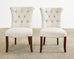 Set of Eight Tufted Dining Chairs With Scrolled Backs