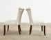 Set of Eight Tufted Dining Chairs With Scrolled Backs