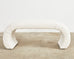 Karl Springer Style Waterfall Scroll Bench with Bouclè Upholstery