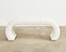 Karl Springer Style Waterfall Scroll Bench with Bouclè Upholstery
