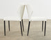 Set of Ten Modern White Diamond Pleated Dining Chairs