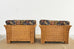 Pair of Hollywood Regency Wicker Lounge Chairs with Ottomans