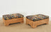 Pair of Hollywood Regency Wicker Lounge Chairs with Ottomans