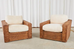 Pair of Michael Taylor Style Woven Rattan Wicker Lounge Chairs