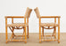 Set of Four McGuire Laced Rawhide Rattan Dining Armchairs