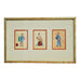 Asian Triptych Mounted Figural Drawing