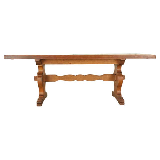 Country French Oak Farmhouse Trestle Style Dining Table