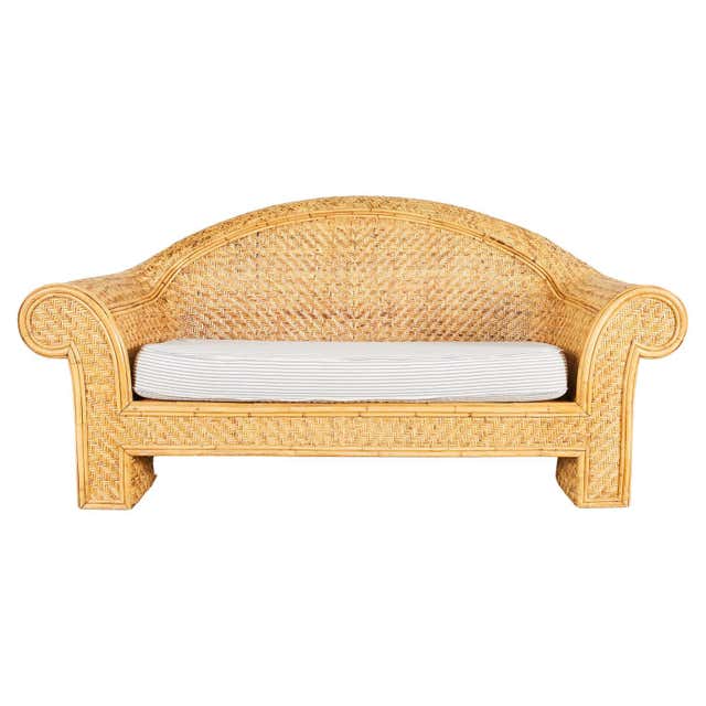 Ralph Lauren Attributed Woven Rattan Bamboo Sofa Settee