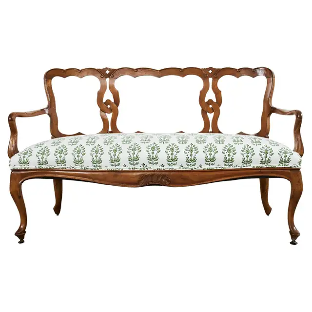 Italian Fruitwood Venetian Style Carved Canape Bench