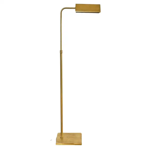 Mid-Century Patinated Brass Adjustable Pharmacy Floor Lamp