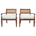 Pair of Neoclassical Style Walnut Cane Lounge Chairs by Baker