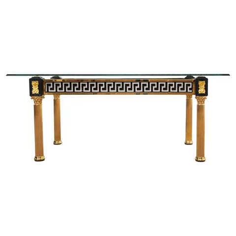 Neoclassical Style Gilded Metal Dining Table After Versace