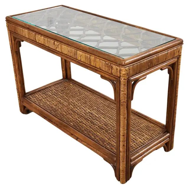 Bamboo Rattan Console Table
