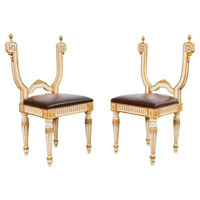Pair of Italian Neoclassical Style Backless Hall Chairs