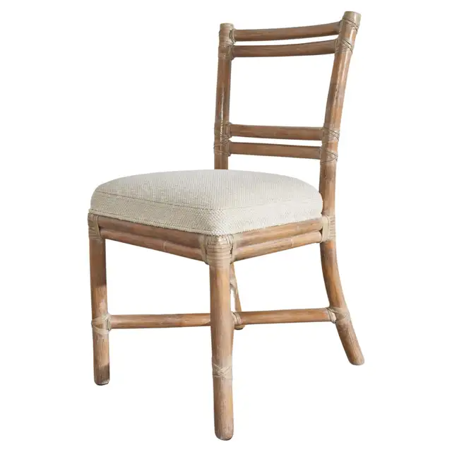 McGuire Organic Modern Cerused Rattan Ladder Back Chair