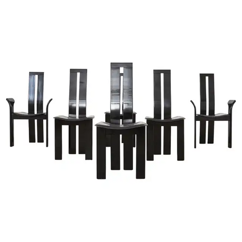 Set of Six Pietro Costantini Post Modern Lacquered Dining Chairs