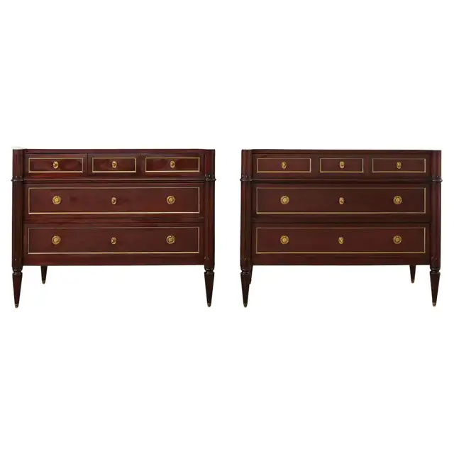 French Hardwood Mahogany Stained 2 over 2 Drawer Chest of Drawers
