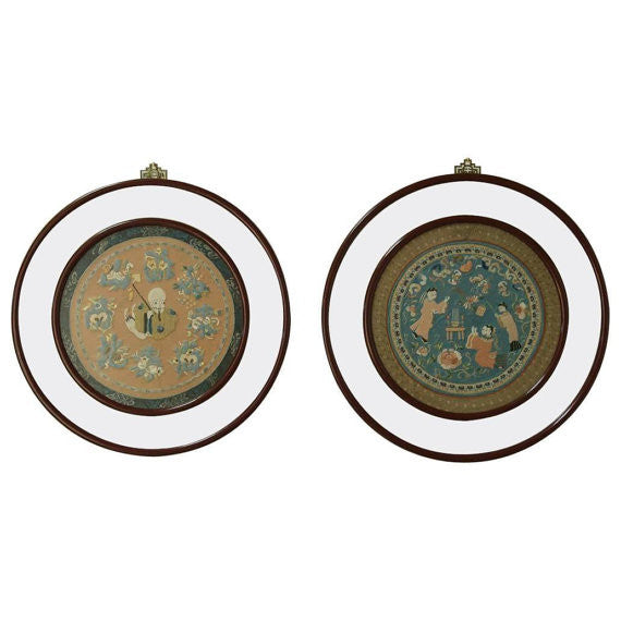Pair of 19th Century Framed Chinese Silk Embroideries