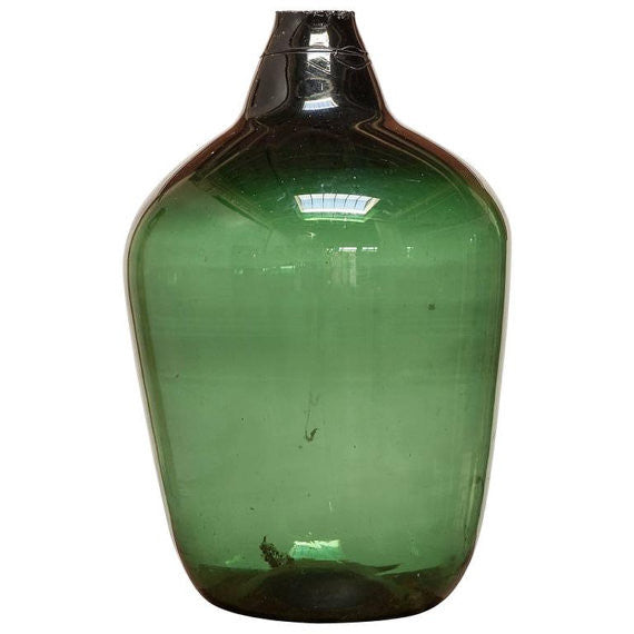 XL Size 25L Antique French Green Demijohn/dame Jeanne Transparent, Antique  Saber Neck 