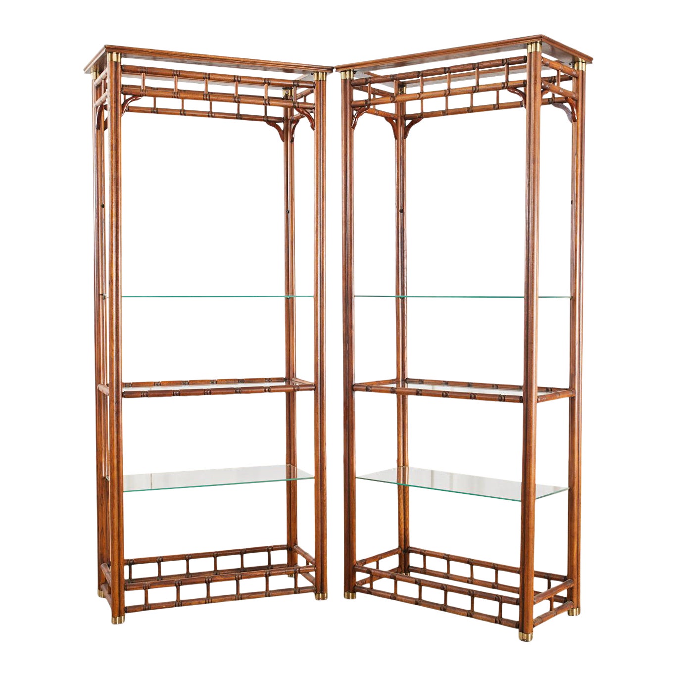 Vintage Faux Bamboo Five-tier Brass and Glass Etagere – House of Gaud